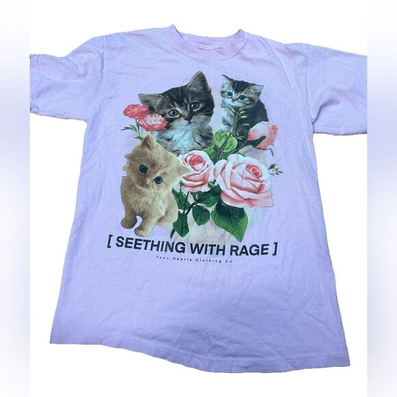 Teen Hearts Kitten Cat Seething With Rage Tshirt - Picture 1 of 3